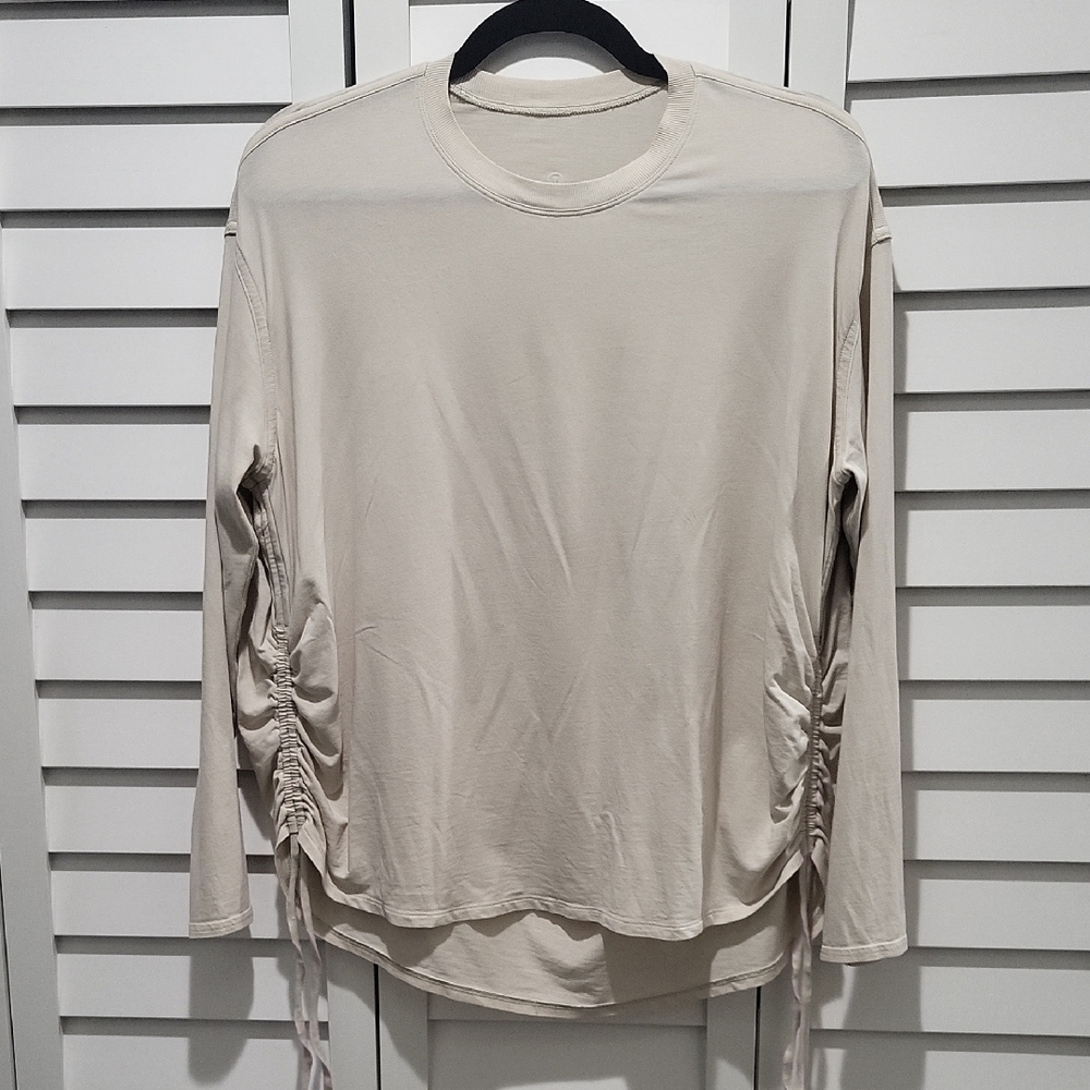 Lululemon Pima Cotton Side Cinch Long Sleeve Shirt Natural Ivory